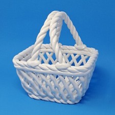 Pier 1 Imports White Rectangular Woven Lattice Style Dolomite Basket  Decoration