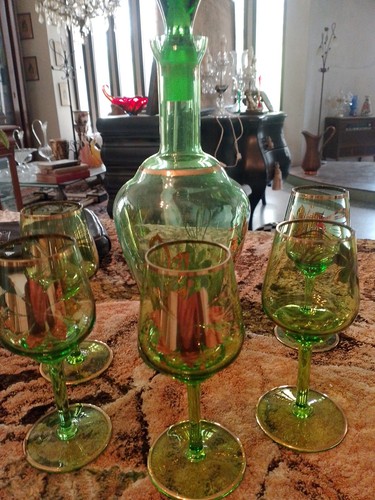 Bottiglia decanter verde - bottiglia,