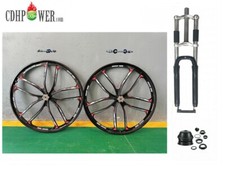 CDHPOWER 26" Mag Set Ruote 100mm x135mm 10 Lame/Freno a Disco e Forcella-Ruota Bici