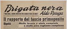 RSI BRIGATA NERA ALDO RESEGA SETTIMANALE 12.1944 A.I° N° 19 REP. SOC. ITALIANA