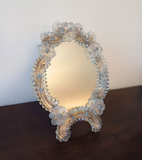 Specchio vintage del XIX Secolo,  in vetro di Murano, da tavolo o parete.