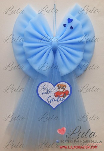 Fiocco nascita tulle - in, +