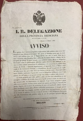 Brescia avviso sul colera - brescia,,