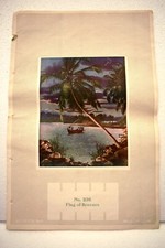 Vintage Litho Stampa Premere Scenery Stagno Vela Cocco Albero Bandiera Di Brezza