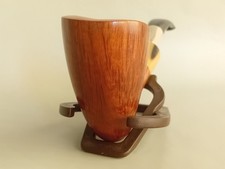 L. VIPRATI LA PIPA HAND MADE TWO CLOVERS SMOOTH BENT PICKAXE SHAPE BRIAR PIPE