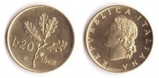 1968 Italia Lire 20 Ramo Di