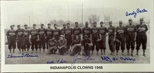 Negro League autografato 9x20. Auto squadra clown Indianapolis 1948 da 5 W 5 (D)