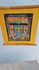 Pittura Etnico Batik Tintura su Tela Astratto Afrique.visages Maschere