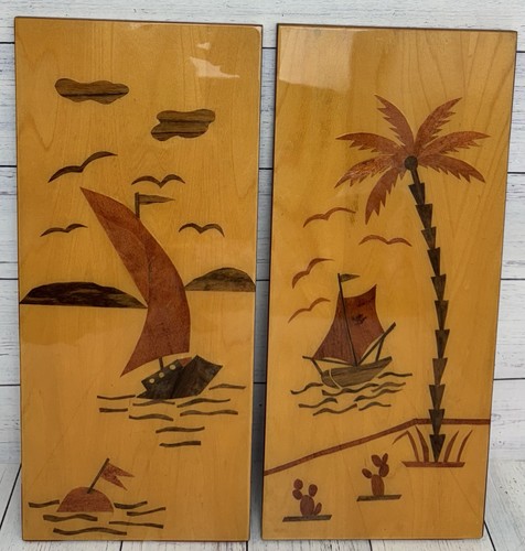 Vintage intarsio legno opera
