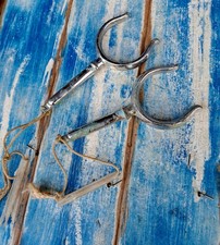 Coppia Di Scalmi Di Barca In Ottone Cromato Gozzo Pattino Moscone Vintage