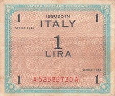 Italy  1  Lira  Series of 1943