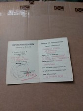 CORPO VOLONTARI DELLA LIBERTÀ TESSERA Partigiana Modena Brigata Bigi 1945 