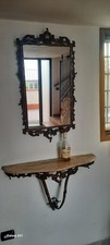 CONSOLLE CON SPECCHIERA ANNI 50 IN OTTONE PIANO IN MARMO MOBILE  PER INGRESSO 