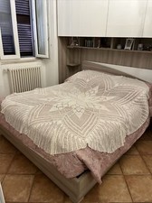 TOVAGLIA Rotonda COPRITAVOLO REALIZZATO A MANO AD UNCINETTO diam. 205 cm Bianca