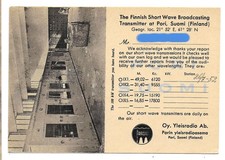 QSL Radio Finlandia Suomi 1952 trasmettitore di trasmissione onde corte Pori 6120 kc DX