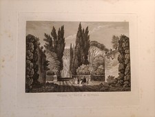 Stampa incisione vedute di Roma, Cottafavi, Villa d'Este Tivoli  -AF4