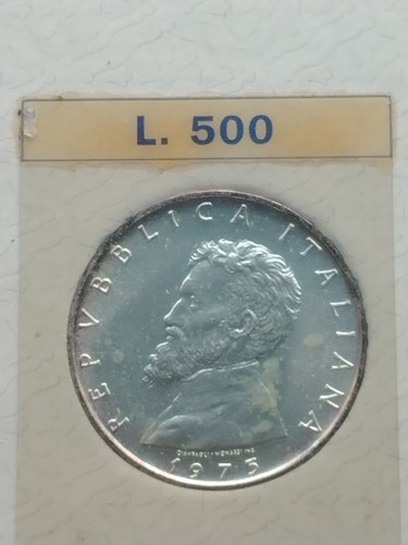 Moneta argento 500 lire - 500, 1975