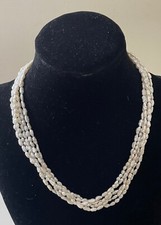 Collana vintage torchon Perle di fiume 5 fili 6 mm Lunghezza 44 cm Peso 34,36 g