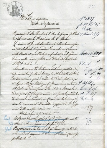 1879 antico atto notarile - antico,