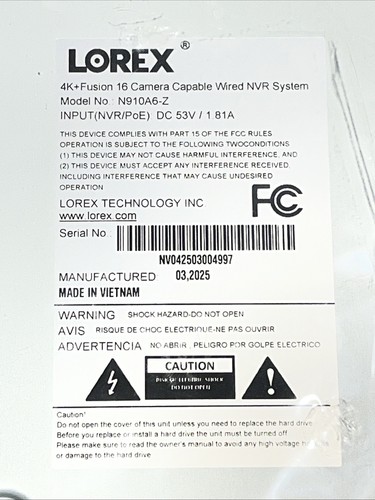 Lorex n910a62 12mp 16 - n910a62, 4k+