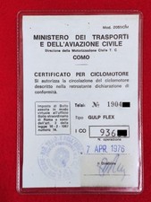 LIBRETTO ORIGINALE CERTIFICATO CICLOMOTORE GARELLI GULP FLEX 1976 MOPED DOCUMENT