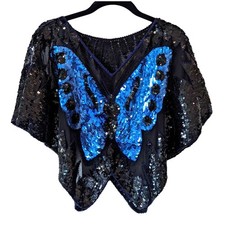 Top poncho paillettes farfalla