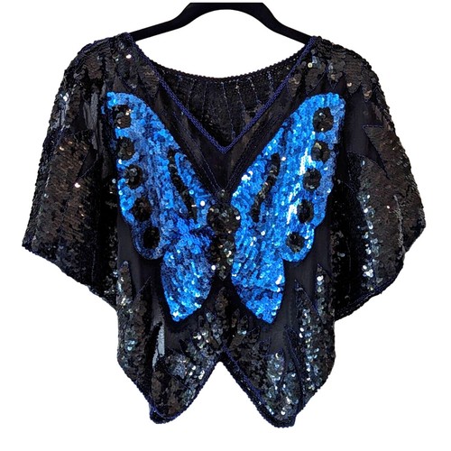 Top poncho paillettes - , farfalla