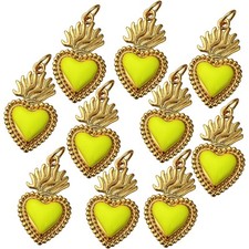 BEEFLYING 10 Pz Ciondolo Ex Voto Sacro Cuore Smaltati in Metallo Placcato Oro 