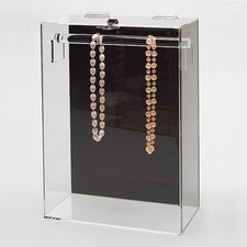 Vetrina portagioie espositore collana acrilico con barra superiore 10 1/4" x 5 1/4" x 15"H