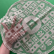 Centro centrino centrotavola vintage filet modano 42 cm lino ecrù