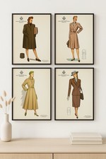 Set N. 4 Antichi Bozzetti Moda 1948/49 Spagnoli Atelier Vintage