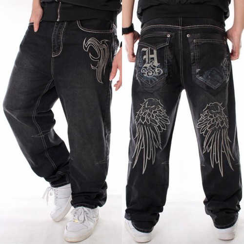 Jeans uomo nero - , ricamato