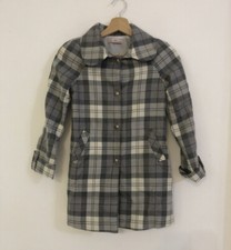 MISS BLUMARINE Cappotto bambina grigio bianco quadri Tg 8 Anni Lana vergine