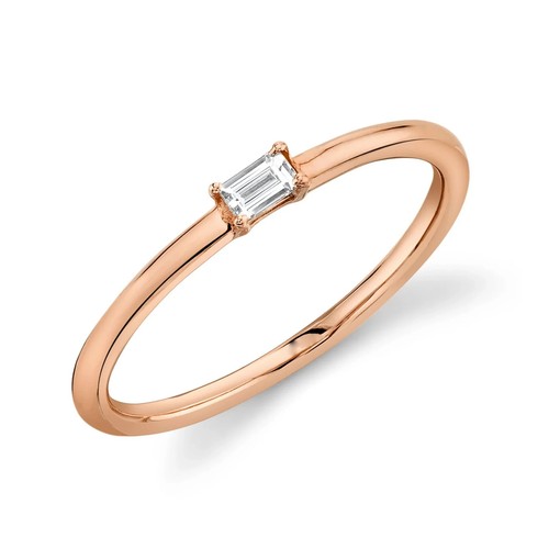 14k oro rosa baguette fede - rosa,