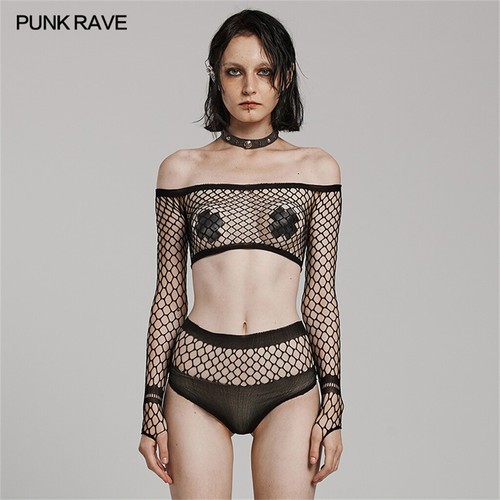Body donna punk rave nero - body,