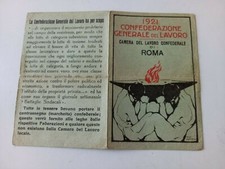 RARA TESSERA CONFEDERAZIONE GENERALE DEL LAVORO ( CGIL) 1921 ROMA  BIENNIO NERO