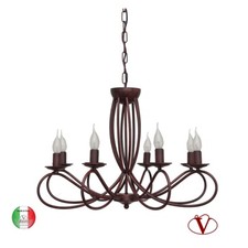 Lampadario in ferro battuto 8 luci d.70 cm Liberty classico Bella Made in Italy