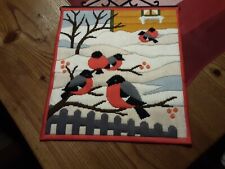 BELLISSIMO RICAMO DA APPENDERE CIUFFOLOTTI SU NEVE DIMENSIONI 44,5 X 35 OTTIMO S