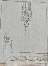 SURREALISMO disegno a matita, Francia, anni '60/'70' siglato