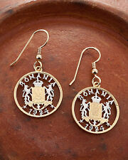 Orecchini Romania Coin, Taglio a Mano Romania One Leu Coins, 3/4" in Dia., (# 814E)