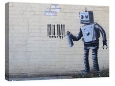 Canvashop Quadri moderni Bansky 100x70 cm stampa su tela banksy robot pop art