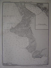 Carte Plan du Port de TRIESTE et FIUME 1885 Triest Trst Trieszt Rijeka