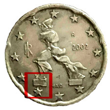 Moneta rara usata 20 centesimi Euro Italia 2002 con errore di conio Rif. 043/25