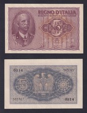 Banconota Italia 5 lire Impero