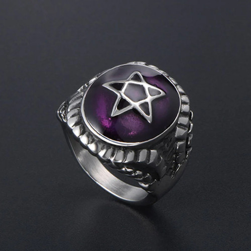 Anello stella esagonale - , punk