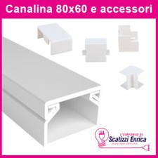 CANALINA PASSACAVI CANALETTA 80X60 PER CAVI ELETTRICI IN PLASTICA BIANCO 2 mt