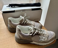 Scarpe da uomo beige Golden Goose Dad-Star mesh scamosciate stella in pelle argento taglia 42