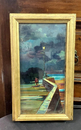 Dipinto notturno livorno 1975 - dipinto,