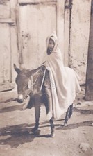 Cartolina - Fotografia - Il giovane arabo e il suo asino - Algeria - 1930