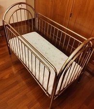 Lettino/culla vintage cromato in ottone